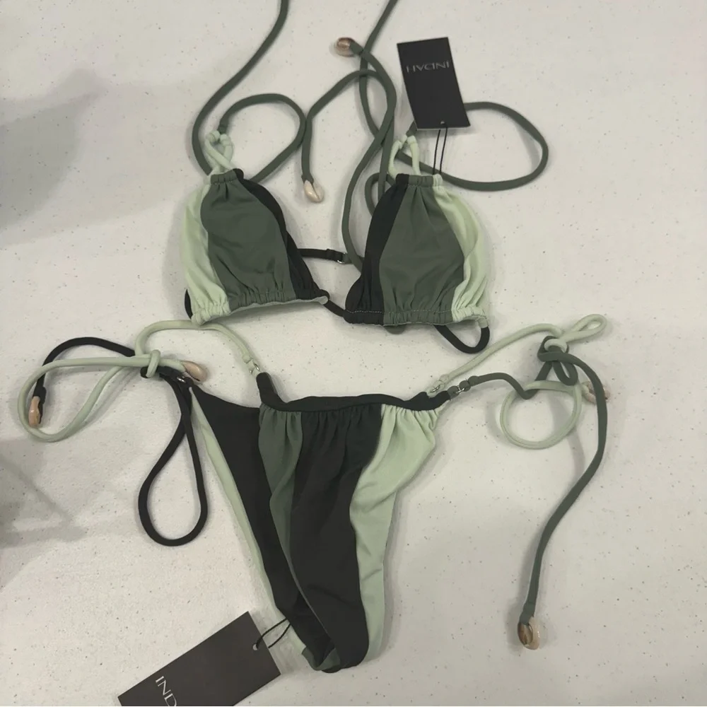 NWT Indah Two-Tone Triangle Bikini - Picture 2 of 3